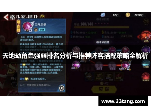 天地劫角色强弱排名分析与推荐阵容搭配策略全解析